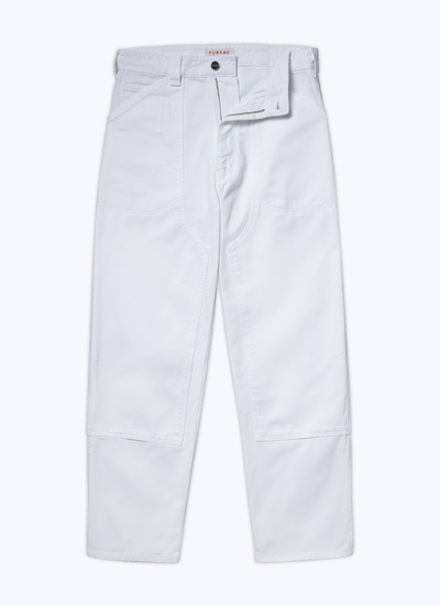 Men's white, ecru cotton twill jeans Fursac - P3BLUE-BP06-01