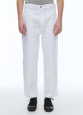 White cotton twill cargo pants - P3BLUE-BP06-01