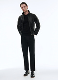 Black leather bomber jacket - M3BVOL-VL01-20