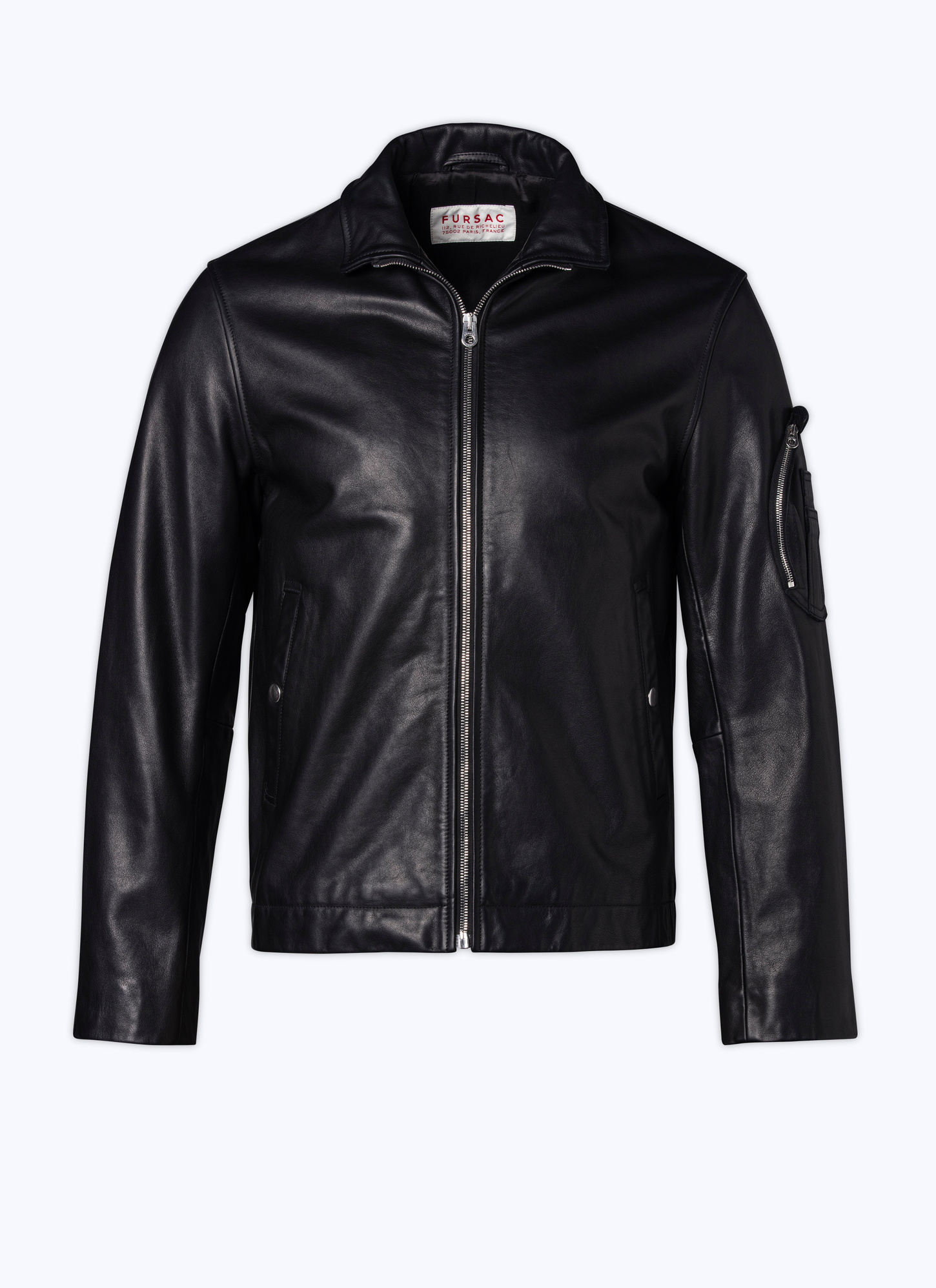 Men's black leather jacket Fursac - M3BVOL-VL01-20