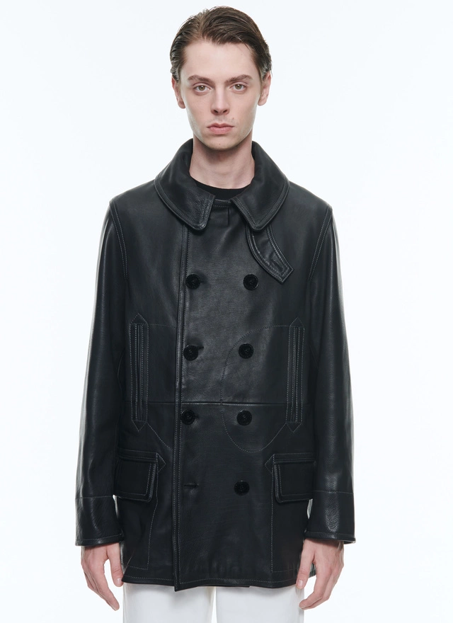 Men's leather jacket black calfskin leather Fursac - M3DENO-DL02-B020