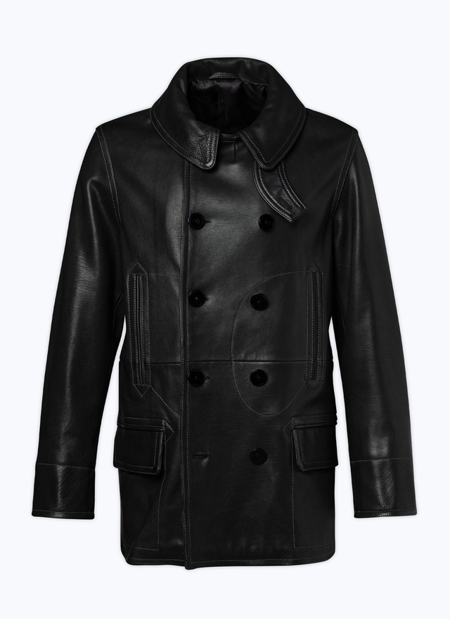 Men's black leather jacket Fursac - M3DENO-DL02-B020
