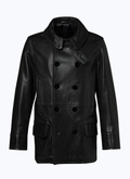 Leather peacoat with topstitching - M3DENO-DL02-B020