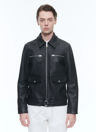 Men's leather jacket black calfskin leather Fursac - M3DICI-DL04-B020