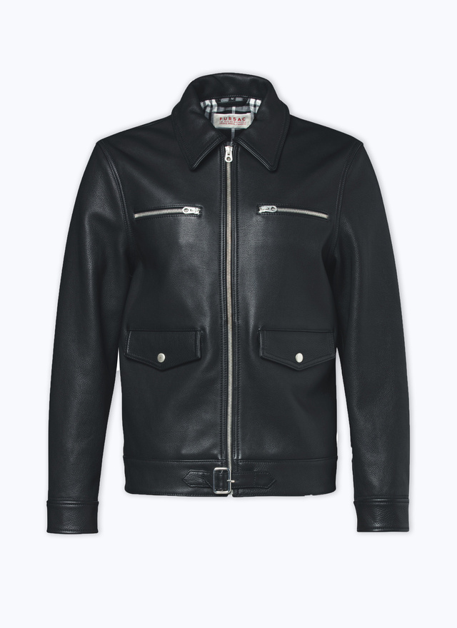 Men's black leather jacket Fursac - M3DICI-DL04-B020
