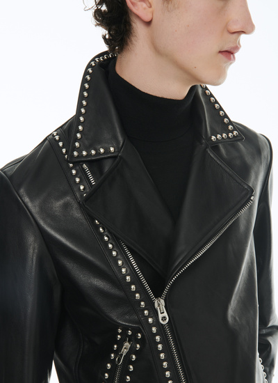 Men's black leather jacket Fursac - M3CLOU-VL01-B020