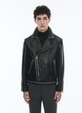 Calfskin leather jacket with studs - M3CLOU-VL01-B020