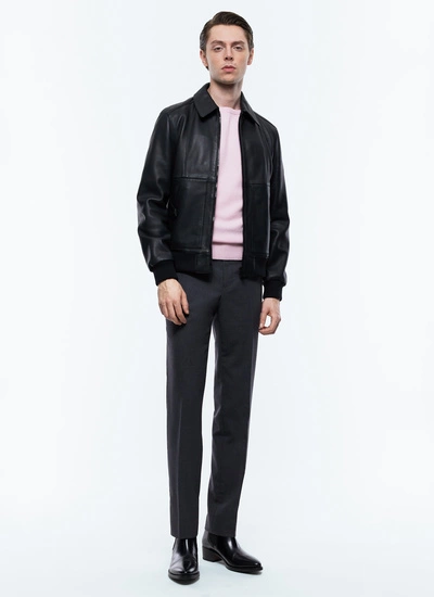 Men's black leather jacket Fursac - M3EZRA-DL01-B020