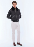 Leather bomber with removable col - M3GOTT-GL02-B020