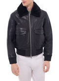 Leather bomber with removable col - M3GOTT-GL02-B020