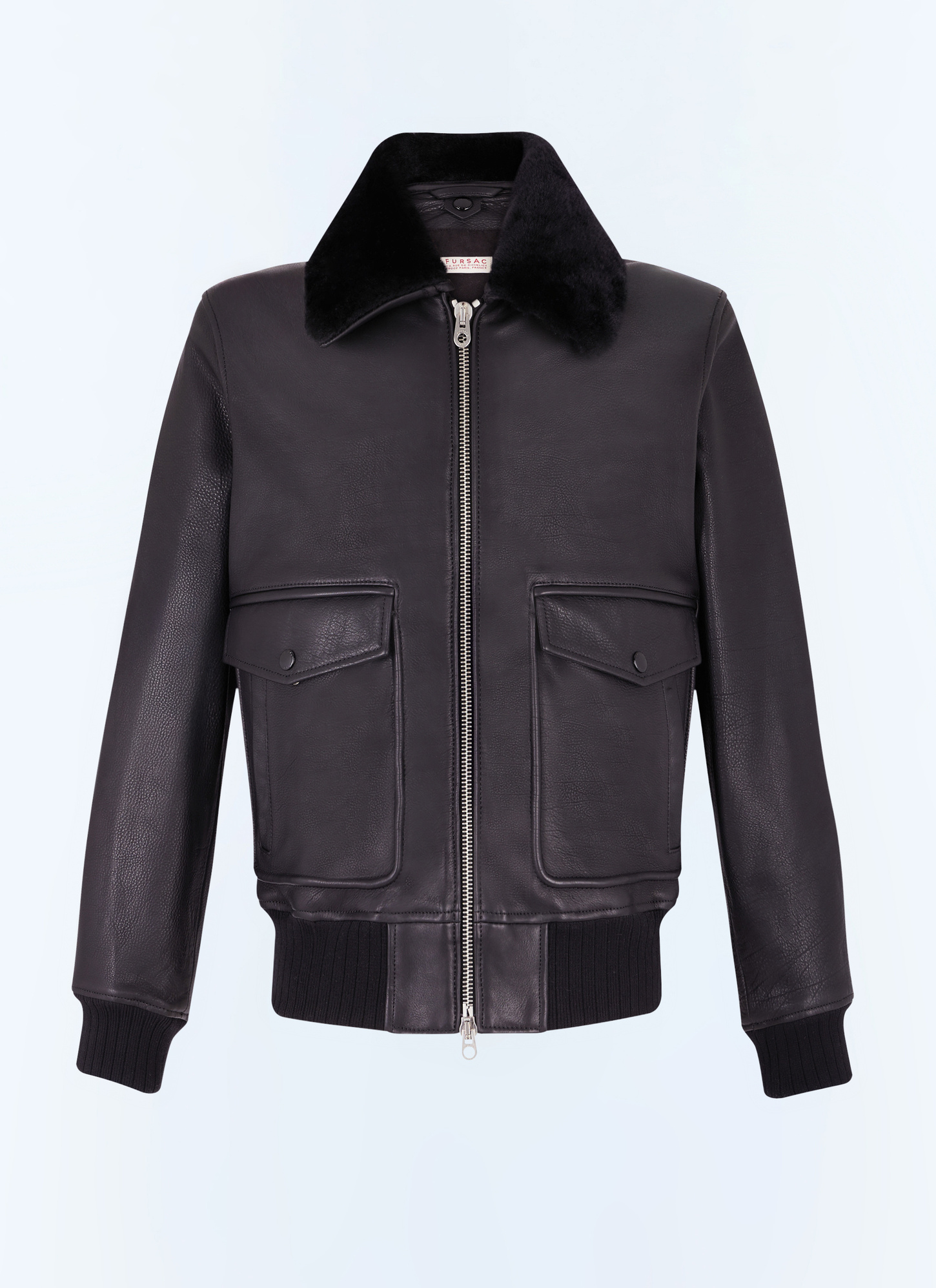 Men's black leather jacket Fursac - M3GOTT-GL02-B020