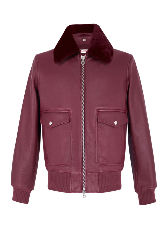 Men's burgundy leather jacket Fursac - M3GOTT-GL02-C014