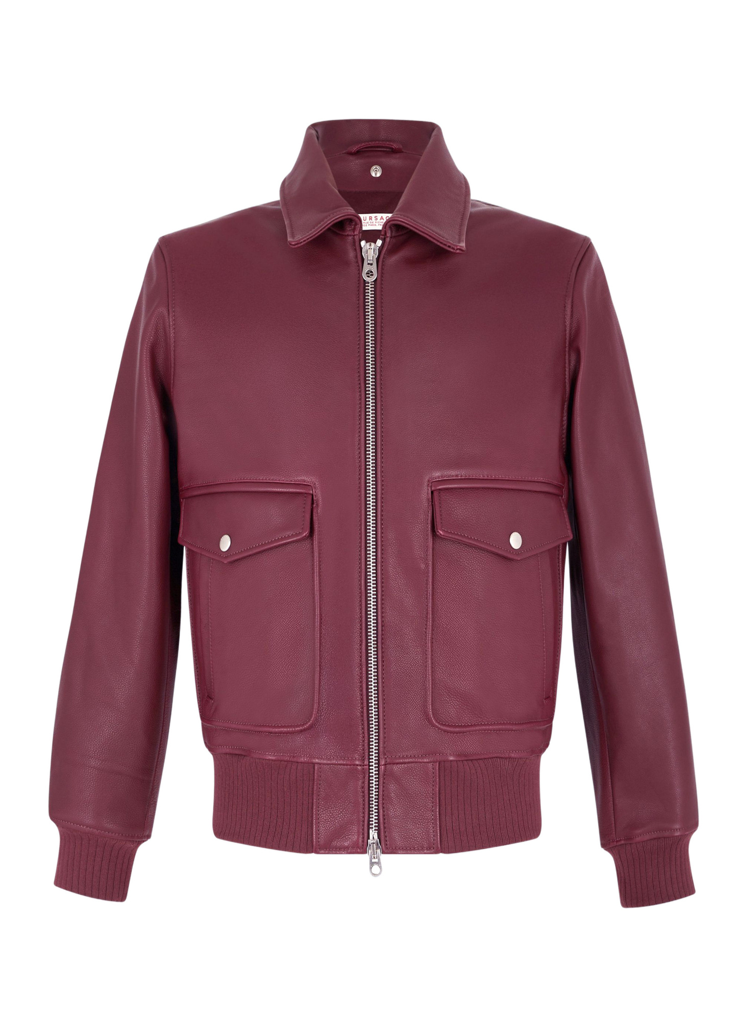 Men's leather jacket burgundy cow leather and sheep wool Fursac - M3GOTT-GL02-C014