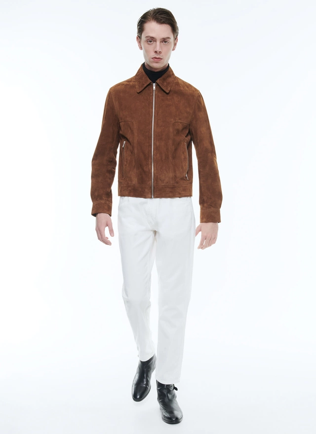 Men's camel brown leather jacket Fursac - M3DANN-DL10-G005