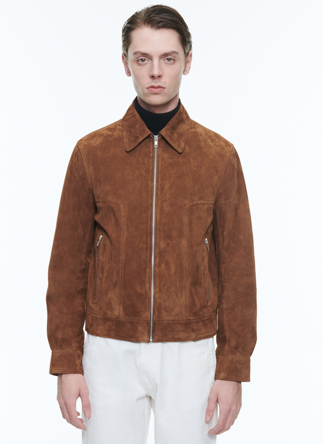 Men's leather jacket camel brown goat leather Fursac - M3DANN-DL10-G005