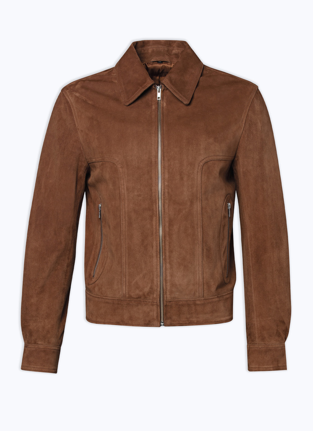Men's brown goat leather leather jacket Fursac - M3DANN-DL10-G005