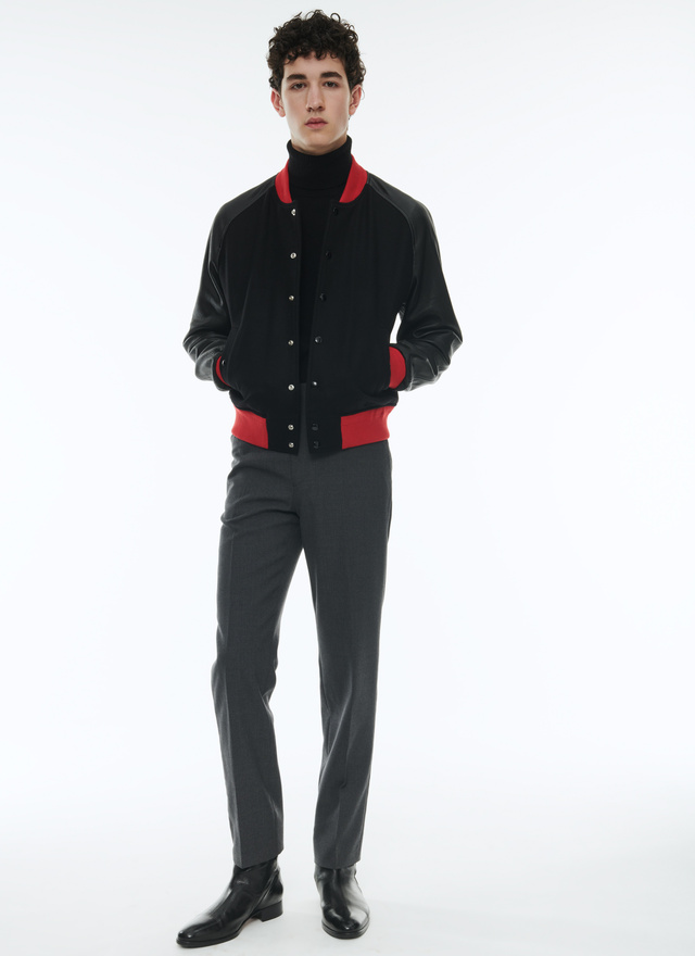 Men's black leather jacket Fursac - M3CADY-CM31-B020