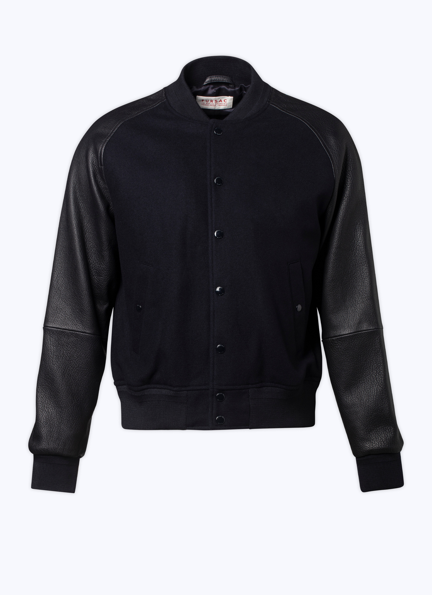 Men's blue, navy blue lamb leather and wool broadcloth leather jacket Fursac - M3CADY-CM31-D030