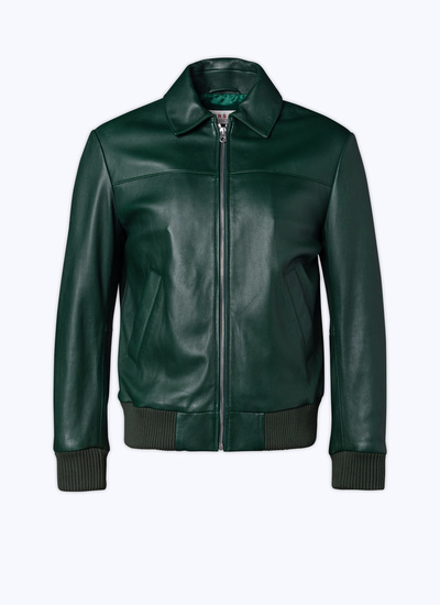 Men's green leather jacket Fursac - M3BRAD-VL09-42