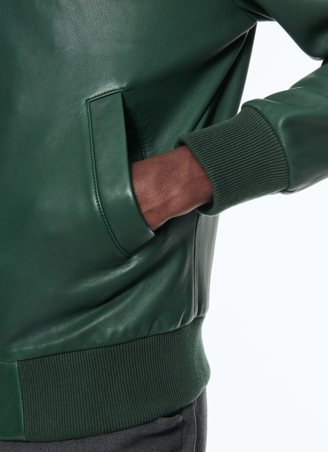 Green Leather Jacket for Men - Fursac M3BRAD-VL09/42