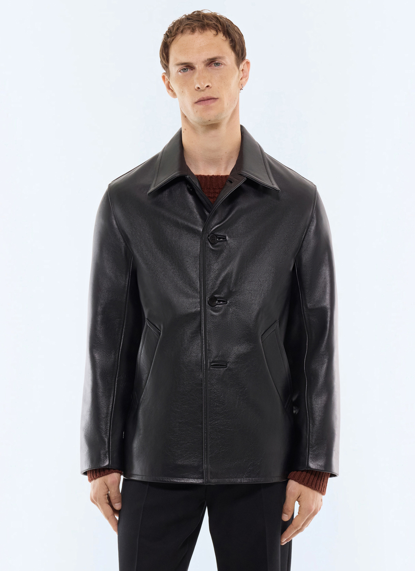 Men's leather jacket black main material: 100% calf leatherbody lining: 100% acetatesleeve lining: 100% acetatepocket lining: 100% cotton Fursac - M3LOLA-LL07-B020
