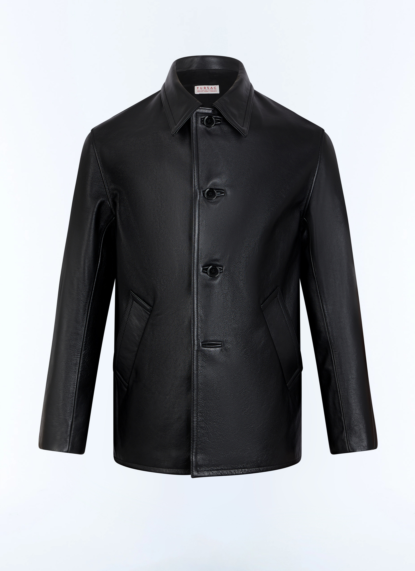Men's black main material: 100% calf leatherbody lining: 100% acetatesleeve lining: 100% acetatepocket lining: 100% cotton leather jacket Fursac - M3LOLA-LL07-B020