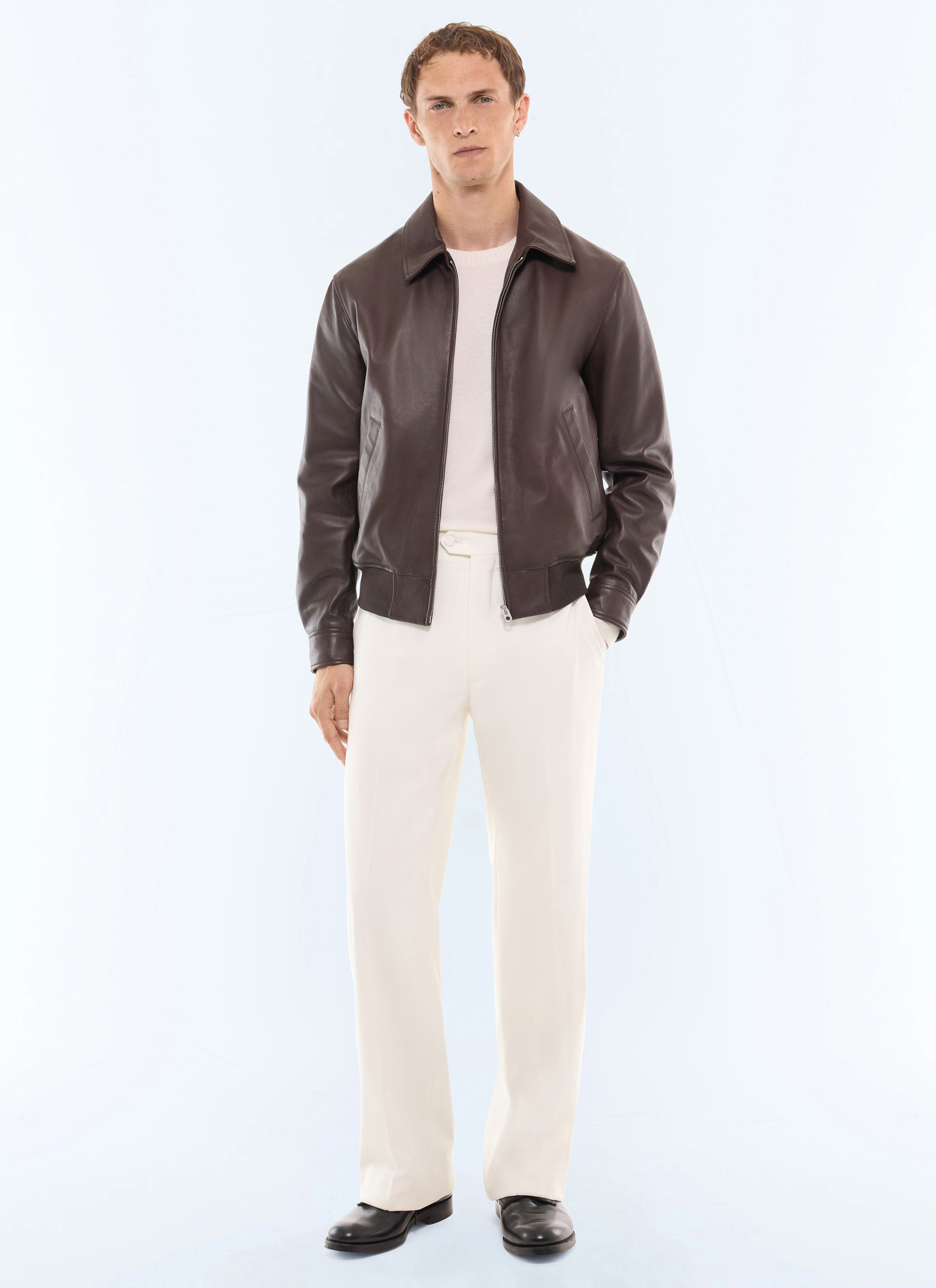 Men's brown leather jacket Fursac - M3LRED-GL01-G018
