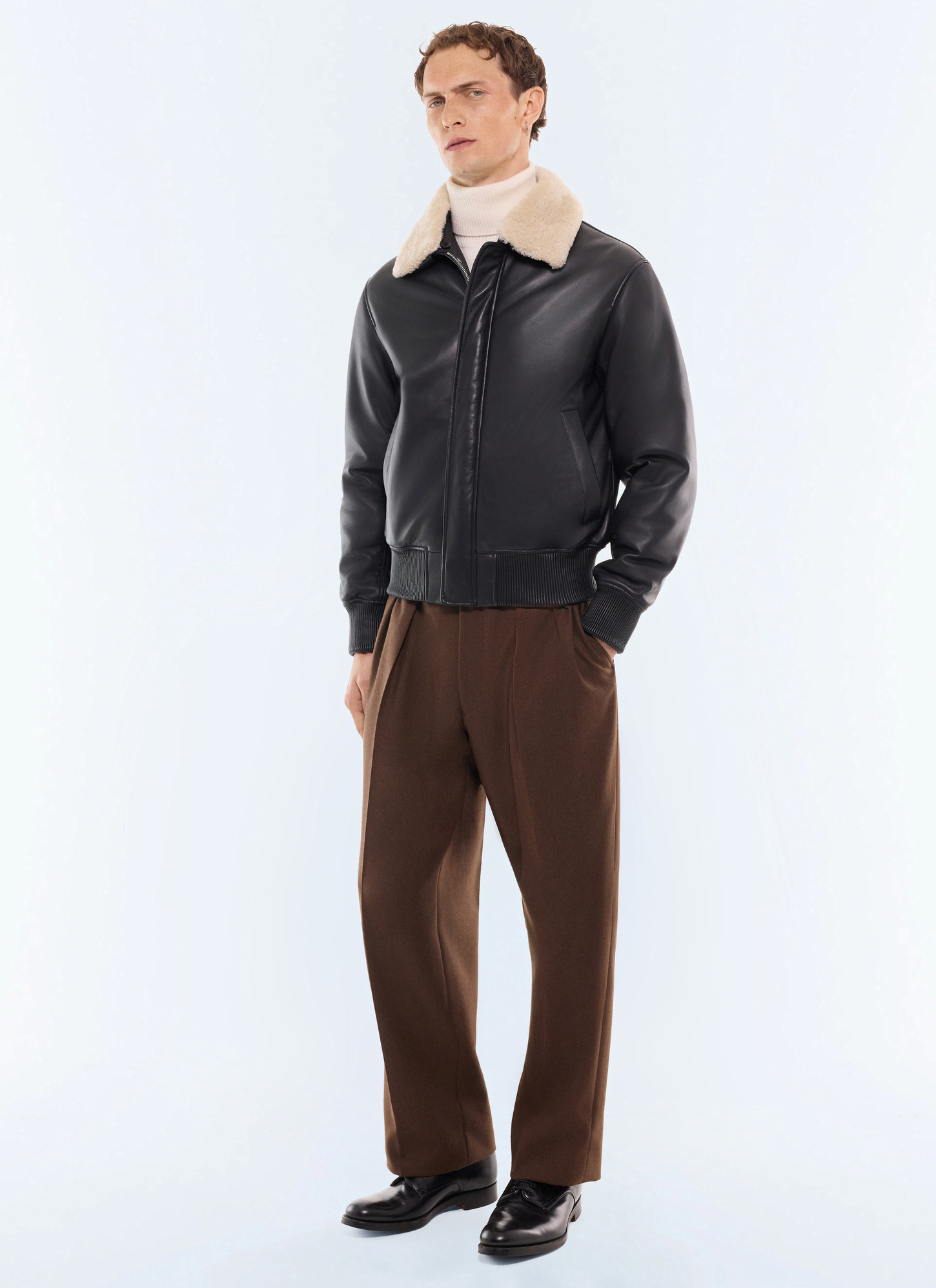 Men's black leather jacket Fursac - M3LUIR-GL01-B020