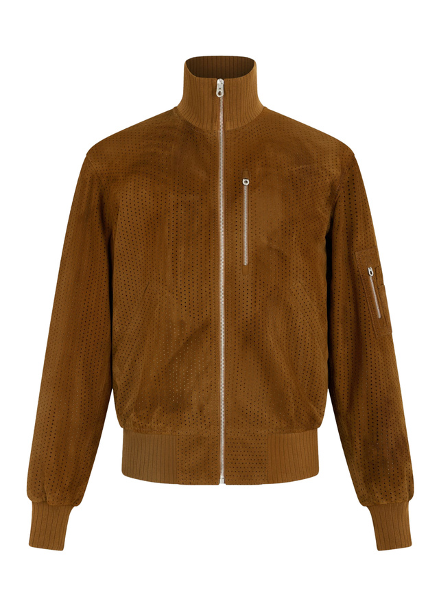 Men's brown certified suede leather leather jacket Fursac - M3FERF-FL04-A011