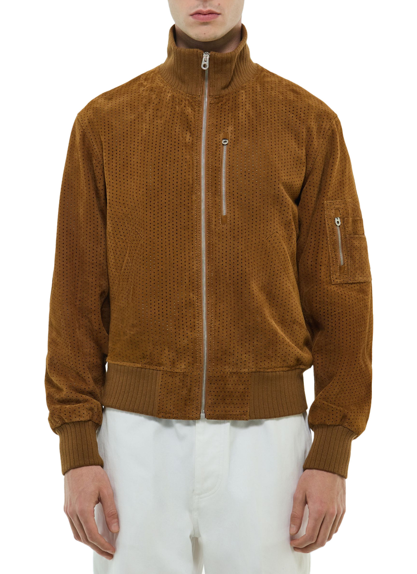 Men's leather jacket camel brown certified suede leather Fursac - M3FERF-FL04-A011