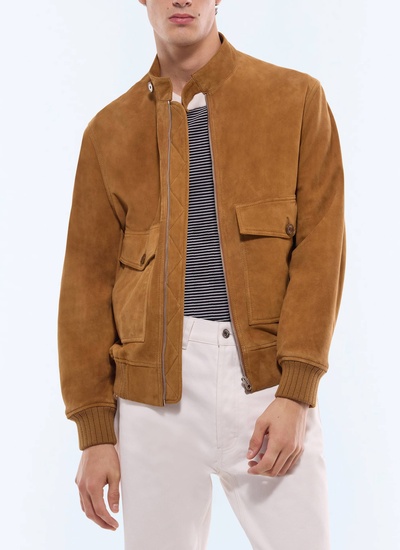 Men's leather jacket camel brown certified suede Fursac - M3JOHN-JL01-A011