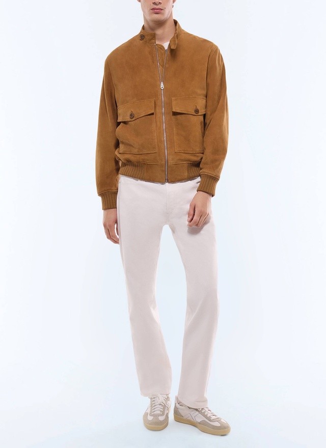 Men's camel brown leather jacket Fursac - M3JOHN-JL01-A011