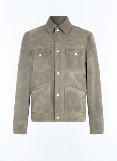 Men's brown suede leather jacket Fursac - M3FICI-FL01-G014