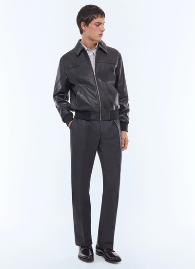 Men's black leather jacket Fursac - M3GRED-GL01-B020