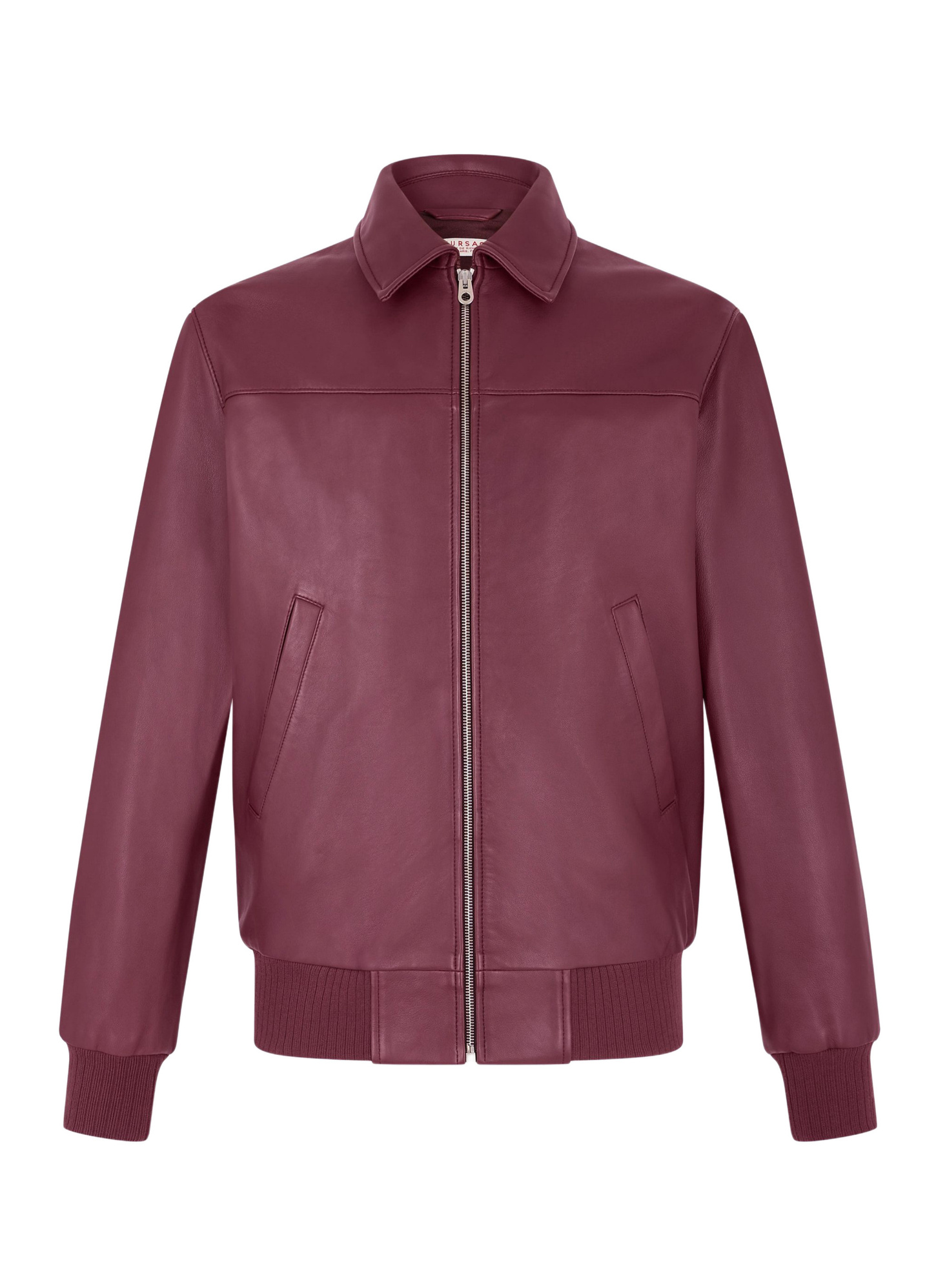 Men's red, bordeaux soft lamb leather leather jacket Fursac - M3GRED-GL01-C014