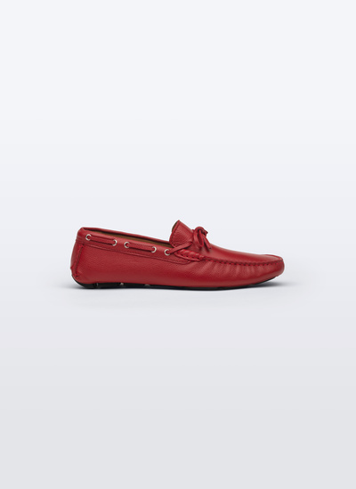 Men's loafers red calfskin grained leather Fursac - 23ELDRIVE-BL05/71