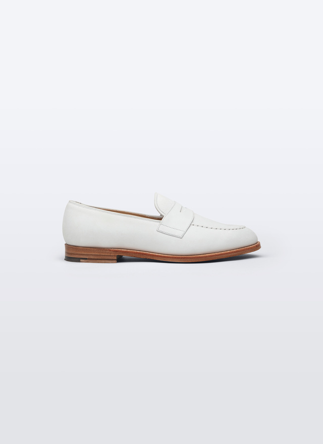 Men's white, ecru nubuck calfskin leather loafers Fursac - 23ELMOCAS-SC99/01