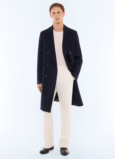 Men's long coat navy main fabric: 90% virgin wool, 10% cashmerelining: 100% viscose Fursac - M3LAMO-LM10-D030