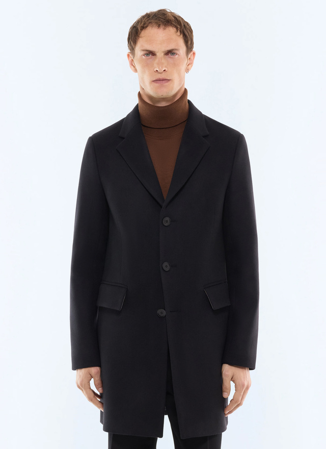 Men's long coat black main fabric: 95% virgin wool, 5% cashmerelining: 100% viscose Fursac - M3LKOM-LM31-B020