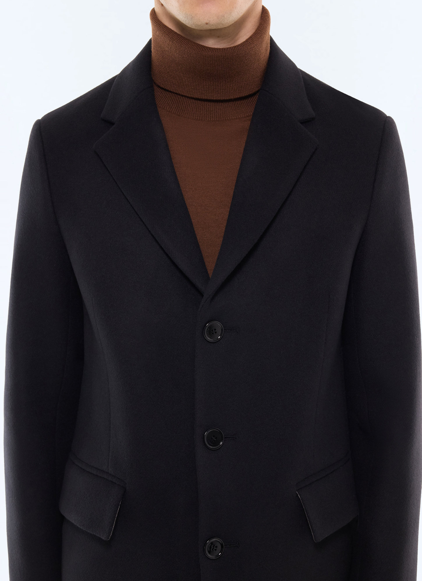 Men's black long coat Fursac - M3LKOM-LM31-B020