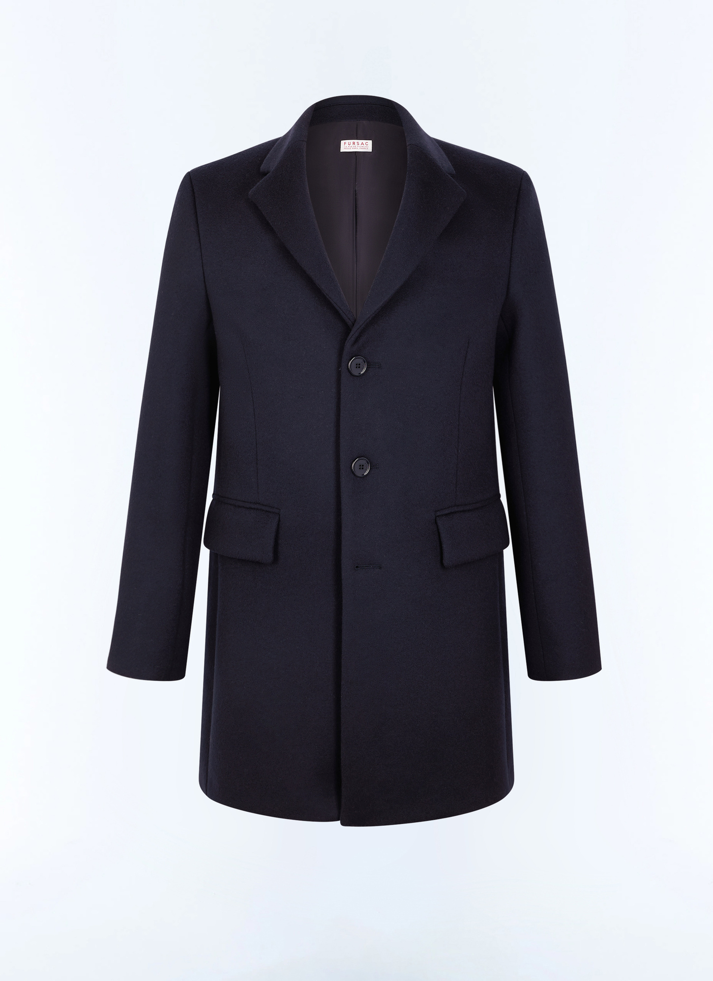 Men's blue, navy blue main fabric: 95% virgin wool, 5% cashmerelining: 100% viscose long coat Fursac - M3LKOM-LM31-D031