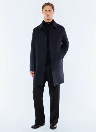 Men's long coat navy main fabric: 95% virgin wool, 5% cashmerelining: 100% viscose Fursac - M3LMAC-LM31-D030