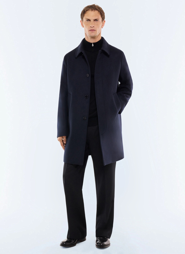 Men's long coat navy main fabric: 95% virgin wool, 5% cashmerelining: 100% viscose Fursac - M3LMAC-LM31-D030