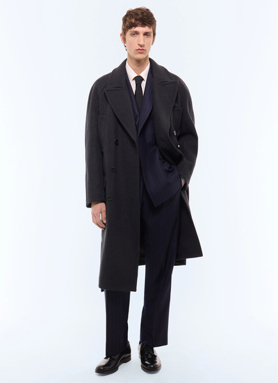 Men's long coat anthracite main fabric: 75% wool, 23% polyamide, 2% other fibreslining: 100% viscose Fursac - M3LIKA-LM04-B021