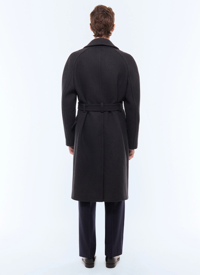 Men's anthracite long coat Fursac - M3LIKA-LM04-B021