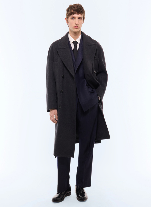 Men's long coat anthracite main fabric: 75% wool, 23% polyamide, 2% other fibreslining: 100% viscose Fursac - M3LIKA-LM04-B021