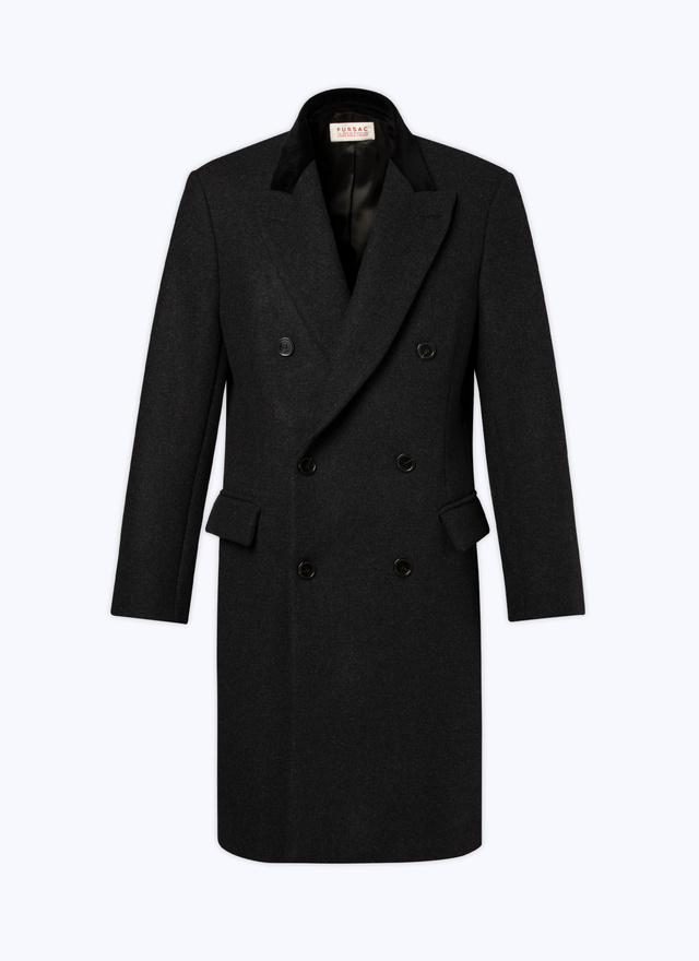 Men's grey virgin wool long coat Fursac - M3ALMA-AM27-B021