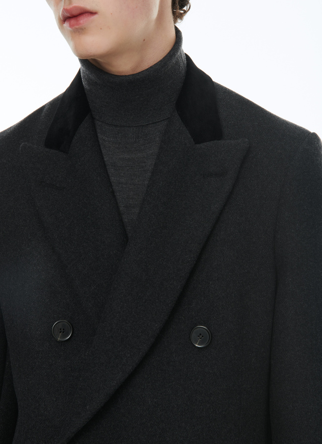 Men's charcoal grey long coat Fursac - M3ALMA-AM27-B021