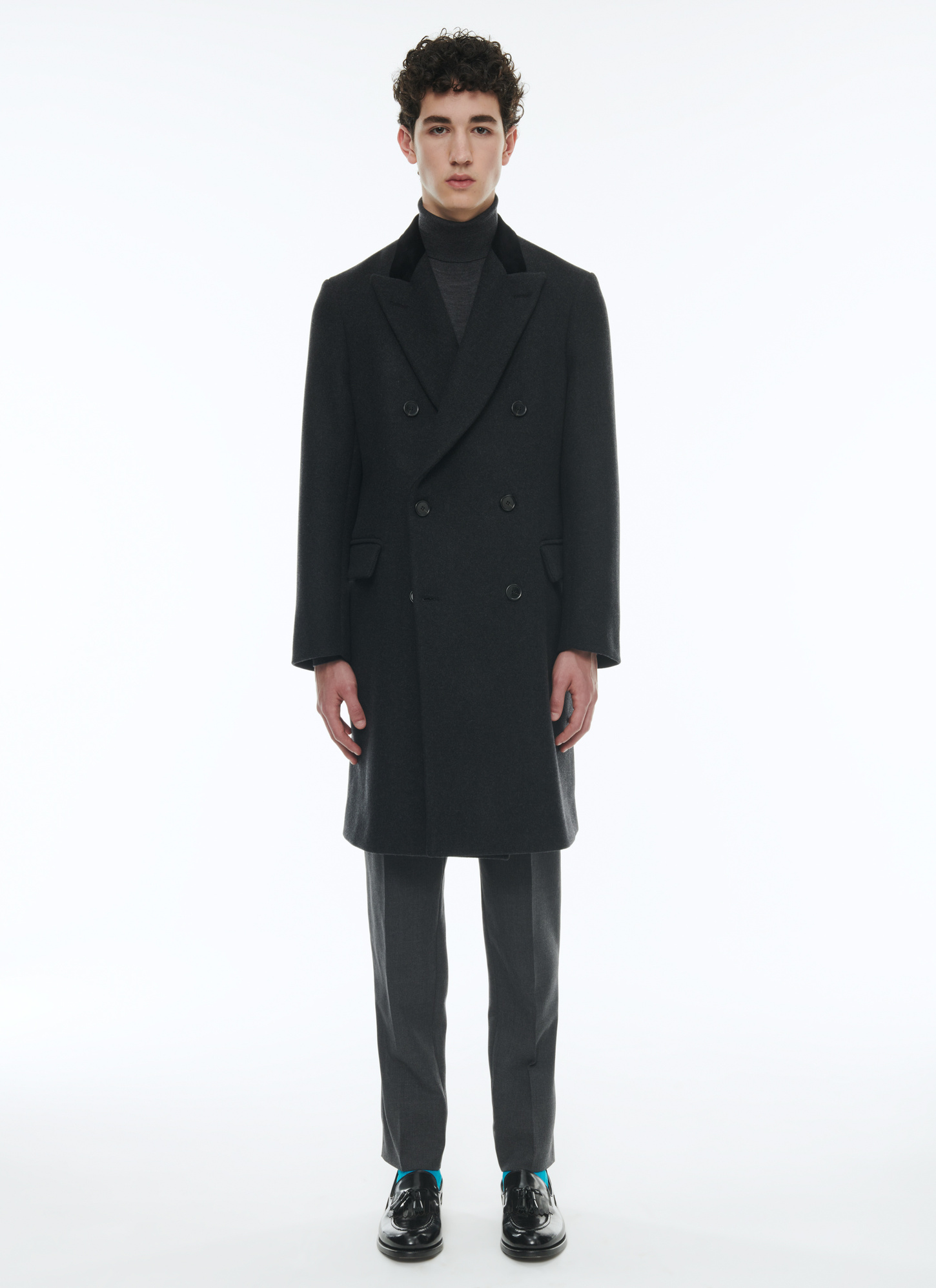 Men's long coat charcoal grey virgin wool Fursac - M3ALMA-AM27-B021