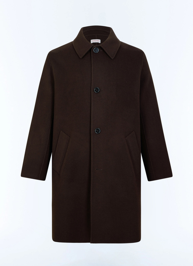 Men's brown main fabric: 100% woollining: none long coat Fursac - M3LOSI-JM13-G019